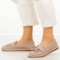 Różowe skórzane mokasyny damskie Filippo Dp7669/26. Czerwone mokasyny Filippo, bez wzorów, z jeansu. Za 219.00 zł.