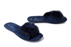 INBLU NP-6V 004 granatowy, kapcie damskie. Niebieskie kapcie Inblu, bez wzorów, z tkaniny. Za 56.99 zł.