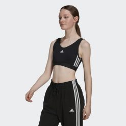 Essentials 3-Stripes Crop Top With Removable Pads. Białe topy adidas, l, bez wzorów, sportowe, bez kołnierzyka, bez ramiączek. Za 112.99 zł.