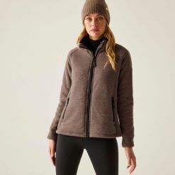Polar damski rozsuwany Emilde. Brązowe bluzy z polaru Regatta, bez wzorów, z dzianiny, trekkingowe. W wyprzedaży za 292.25 zł.