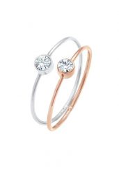 Elli Damski pierścionek do łączenia 2 części soliter Basic Bi-color w pozłacanym srebrze 925 Sterling Silver Pierścionki 1 ct. Szare pierścionki Elli, z kryształem, pozłacane. Za 168.99 zł.