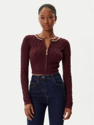 Elisabetta Franchi Kardigan MK-29B-56E2-V450 Bordowy Regular Fit. Czerwone swetry Elisabetta Franchi, bez wzorów, z syntetyku, bez ramiączek. Za 1,949.00 zł.