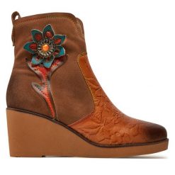 Botki Laura Vita. Brązowe botki LAURA VITA, bez wzorów, bez obcasa, na koturnie, bez zapięcia. Za 359.99 zł.