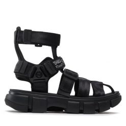 Sandały Shaka. Czarne sandały Shaka, bez wzorów, bez obcasa, na płaskiej podeszwie, bez zapięcia. Za 539.99 zł.