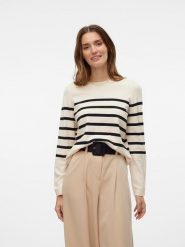Vero Moda Sweter w kolorze beżowo-czarnym rozmiar: M. Czarne swetry Vero Moda, m, bez wzorów, bez ramiączek. Za 92.42 zł.