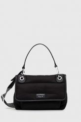 Emporio Armani torebka kolor czarny. Czarne listonoszki Emporio Armani, bez wzorów, bez dodatków. W wyprzedaży za 889.99 zł.