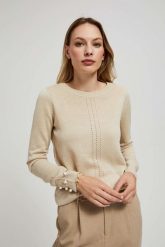 Sweter z ażurowym zdobieniem. Swetry MOODO, s, z aplikacjami, bez ramiączek. W wyprzedaży za 59.99 zł.