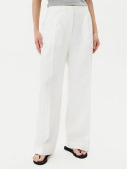 Tommy Hilfiger Spodnie materiałowe WW0WW47214 Biały Regular Fit. Białe spodnie materiałowe Tommy Hilfiger, bez wzorów, ze lnu. Za 559.99 zł.
