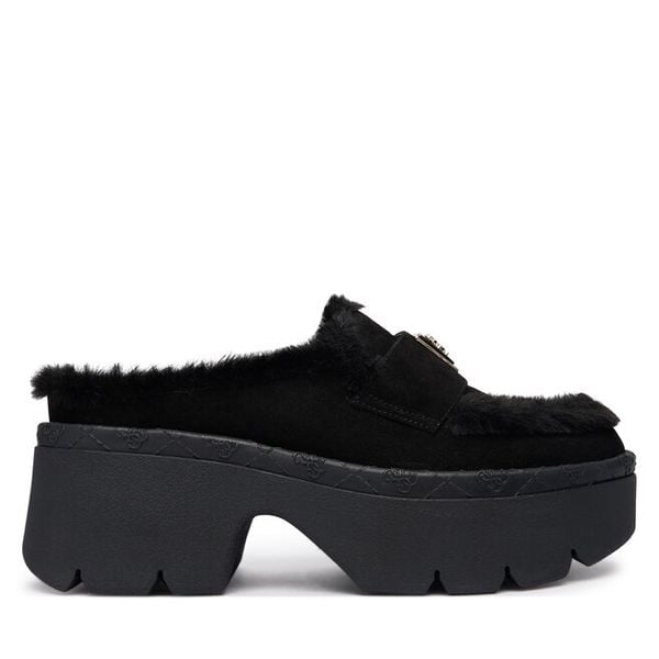 Klapki Guess. Czarne klapki Guess, z aplikacjami, bez obcasa, bez zapięcia. Za 509.99 zł.