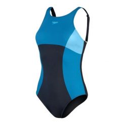 Strój Kąpielowy Speedo Shaping Enlace Printed – Czarno-Niebieski – Rozmiar 38. Niebieskie stroje jednoczęściowe Speedo, bez wzorów, eleganckie. Za 969.56 zł.