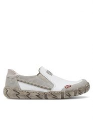 Rieker Półbuty L0359-80 Biały. Białe półbuty wsuwane Rieker, bez wzorów, z materiału, bez obcasa, na płaskiej podeszwie. Za 319.99 zł.