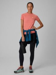 4F Legginsy trekkingowe szybkoschnące damskie - czarne L. Czarne legginsy 4f, bez wzorów, z materiału, wizytowe, długie. Za 169.99 zł.