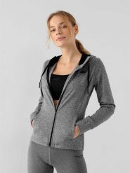 4F Bluza treningowa rozpinana z kapturem damska XS. Czarne bluzy 4f, xs, bez wzorów, z dzianiny, bez ramiączek, z kapturem. Za 179.99 zł.