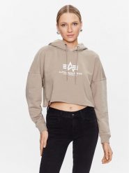 Alpha Industries Bluza Basic 116057 Beżowy Regular Fit. Brązowe bluzy Alpha Industries, l, bez wzorów, z bawełny, bez kaptura. Za 329.99 zł.