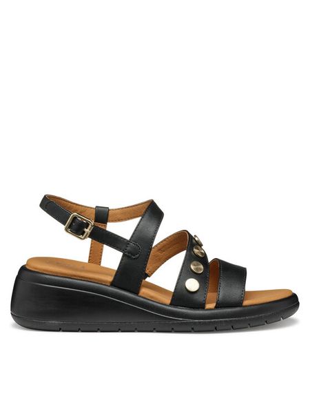 Geox Sandały D Meliconia D550EF 000BC C9999 Czarny. Czarne sandały Geox, bez wzorów, ze skóry, bez obcasa, na koturnie, bez zapięcia. Za 289.99 zł.