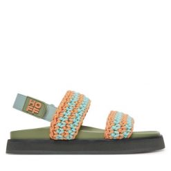 Sandały HOFF. Pomarańczowe sandały HOFF, bez wzorów, bez obcasa, na płaskiej podeszwie, bez zapięcia. Za 249.99 zł.