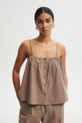 TOP PILAR TAUPE S - Flawless. Brązowe topy Flawless, s, bez wzorów, eleganckie, bez kołnierzyka, bez ramiączek. Za 297.00 zł.