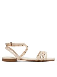 DeeZee Sandały 2024-97 Écru. Sandały DeeZee, bez wzorów, ze skóry, bez obcasa, na płaskiej podeszwie, bez zapięcia. Za 99.99 zł.