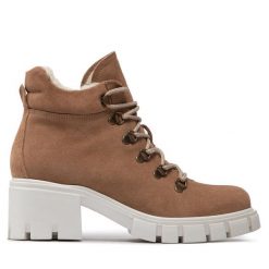 Botki Filipe. Brązowe botki Filipe, bez wzorów, bez obcasa, na słupku, bez zapięcia. Za 279.99 zł.