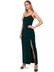 Made of emotion Sukienka w kolorze ciemnozielonym rozmiar: XL. Zielone sukienki Made Of Emotion, xl, bez wzorów, bez kołnierzyka, bez ramiączek, midi. Za 61.31 zł.