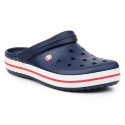 Klapki Crocs Crocband Navy M 11016-410 niebieskie. Niebieskie klapki bez wzorów, sportowe, bez obcasa, bez zapięcia. Za 374.47 zł.