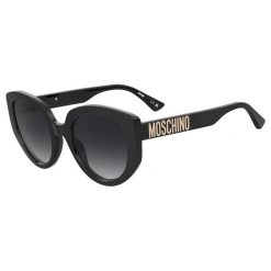 Okulary przeciwsłoneczne MOSCHINO MOS173/S 807 dla kobiet, rozmiar 53 mm. Czarne okulary przeciwsłoneczne MOSCHINO, bez wzorów. Za 736.00 zł.