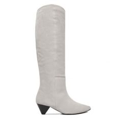 Kowbojki Badura. Szare kozaki Badura, bez wzorów, bez obcasa, na słupku, bez zapięcia. Za 359.99 zł.