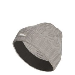 Czapka typu beanie z prążkowanej dzianiny. Brązowe czapki zimowe adidas, bez wzorów, z dzianiny, sportowe. Za 129.00 zł.