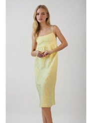 Monki Sukienka w kolorze żółtym rozmiar: 44. Żółte sukienki Monki, na co dzień, bez wzorów, bez kołnierzyka, bez ramiączek, midi, proste. Za 60.99 zł.