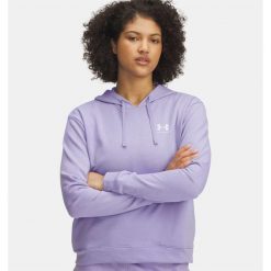 Bluza Damska UA RIVAL TERRY HOODIE 6005511-538. Fioletowe bluzy Under Armour, bez wzorów, bez ramiączek, bez kaptura. Za 136.99 zł.