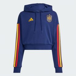 Bluza z kapturem Hiszpania DNA. Niebieskie bluzy z kapturem adidas, m, bez wzorów, z bawełny, z kapturem, do piłki nożnej. Za 259.00 zł.