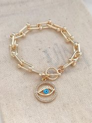 Atelier MIU Pozłacana bransoletka z elementem ozdobnym rozmiar: onesize. Żółte bransoletki atelier MIU, z cyrkonią, pozłacane. Za 79.77 zł.