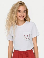 ONLY T-Shirt Polly 15317989 Biały Regular Fit. Białe t-shirty ONLY, xs, bez wzorów, z bawełny, bez kołnierzyka, bez ramiączek. Za 69.99 zł.