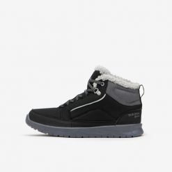 Buty turystyczne damskie Quechua SH100 Mid wodoodporne. Czarne trekkingi QUECHUA, bez wzorów, przed kolano, bez zapięcia, trekkingowe. Za 149.99 zł.