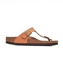 Japonki damskie Birkenstock Gizeh. Żółte japonki Birkenstock, bez wzorów, z materiału. Za 429.99 zł.
