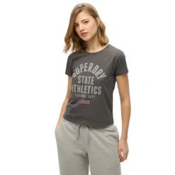 Dopasowana koszulka z motywem dla kobiet Superdry Athletic. Szare t-shirty sportowe Superdry, xl, bez wzorów, bez ramiączek. Za 127.20 zł.