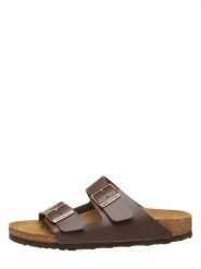 Birkenstock Klapki "Arizona" w kolorze brązowym rozmiar: 41. Brązowe klapki Birkenstock, bez wzorów, klasyczne, z otwartym noskiem, bez obcasa, bez zapięcia. Za 303.06 zł.