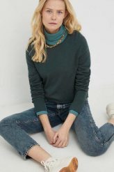 Marc O'Polo sweter z domieszką wełny damski kolor zielony lekki. Zielone swetry Marc O'Polo, s, bez wzorów, z dzianiny, bez ramiączek. W wyprzedaży za 234.99 zł.