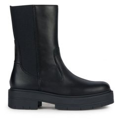 Botki Geox. Czarne botki Geox, bez wzorów, bez obcasa, na płaskiej podeszwie, bez zapięcia. Za 369.99 zł.