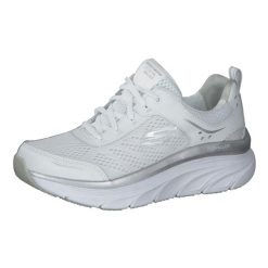 Buty sportowe Sneakersy damskie, Skechers D'Lux Walker. Białe buty sportowe lifestyle Skechers, bez wzorów, sportowe, bez zapięcia. Za 369.99 zł.