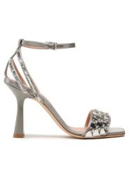 Alberta Ferretti Sandały 23151A6312 8221 Szary. Szare sandały Alberta Ferretti, bez wzorów, z materiału, bez obcasa, na słupku, bez zapięcia. Za 1,899.00 zł.
