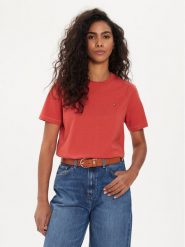 Tommy Hilfiger T-Shirt Modern WW0WW39848 Czerwony Regular Fit. Czerwone t-shirty Tommy Hilfiger, xxs, bez wzorów, z bawełny, bez kołnierzyka, bez ramiączek. Za 69.99 zł.