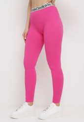 Fuksjowe Elastyczne Legginsy z Szeroką Gumą w Pasie Rindama. Czerwone legginsy Born2be, l, bez wzorów, z gumy. Za 49.99 zł.