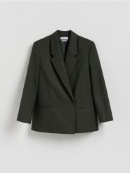 Marynarka z wełną - zielony. Zielone marynarki i żakiety Reserved, l, bez wzorów, z tkaniny, bez ramiączek. Za 329.99 zł.