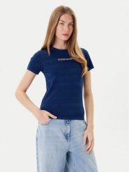 Guess Jeans T-Shirt W5GI41 KCTL1 Granatowy Slim Fit. Niebieskie t-shirty Guess Jeans, xs, z aplikacjami, z bawełny, bez kołnierzyka, bez ramiączek. Za 129.99 zł.