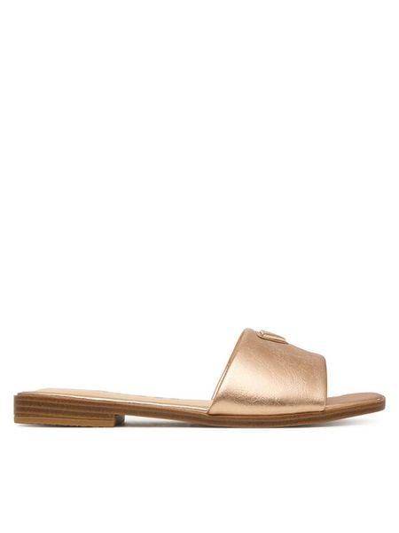 Guess Klapki FLJRMA LEL19 Różowy. Czerwone klapki Guess, z aplikacjami, ze skóry, bez obcasa, bez zapięcia. Za 399.99 zł.