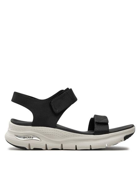 Skechers Sandały Arch Fit-Touristy 119247/BLK Czarny. Czarne sandały Skechers, bez wzorów, z materiału, bez obcasa, na płaskiej podeszwie, bez zapięcia. Za 254.99 zł.