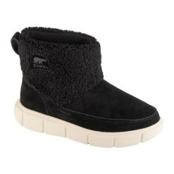 Buty Sorel Explorer Iii Slip-on Cozy Wp 2079341010 czarne. Czarne śniegowce bez wzorów, z gumy, za kostkę, bez zapięcia. Za 739.81 zł.