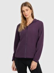 4F Polar slim z kapturem damski - fioletowy XXL. Fioletowe bluzy z polaru 4f, xxl, bez wzorów, z materiału, na fitness i siłownię. Za 149.99 zł.