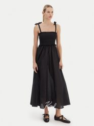 KARL LAGERFELD Sukienka letnia A2W46009 Czarny Regular Fit. Czarne sukienki KARL LAGERFELD, m, bez wzorów, z bawełny, bez kołnierzyka, bez ramiączek. Za 829.99 zł.